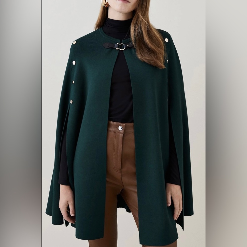 BRAND NEW! Rare Karen Millen Teal Wool Cape Coat